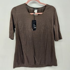 Akris silk half sleeve t shirt in Mocha
